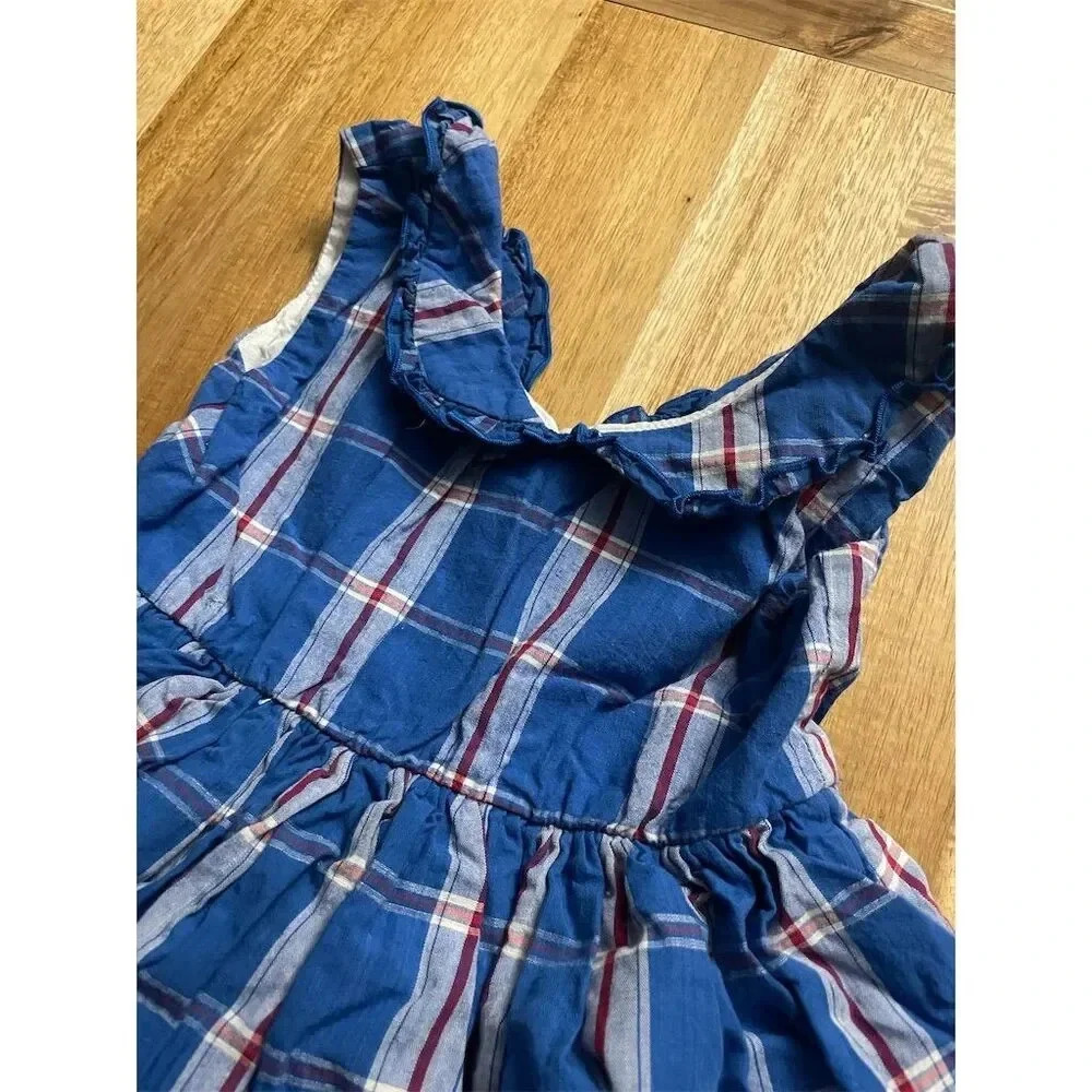 SweetHoney Girls Blue White Plaid Fit & Flare Dress Size 4 Peter Pan - Picture 2 of 5
